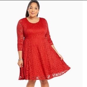Torrid Romantic Red Long Sleeve Lace Dress